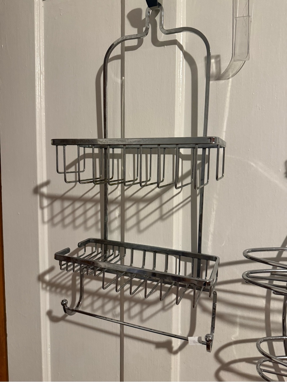 Chrome Double-Tier Shower Caddy with Towel Bar